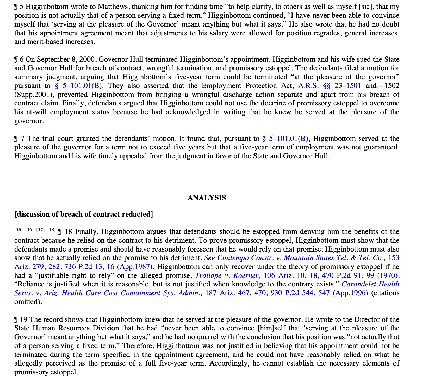 omit material irrelevant to the promissory estoppel issue. Do not do any