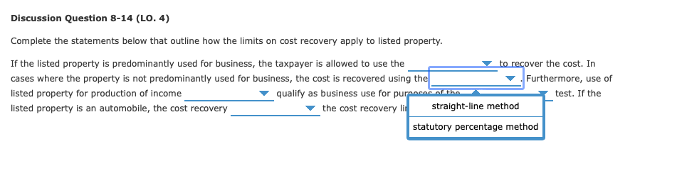 the limits on cost recovery apply to listed property. If the listed
