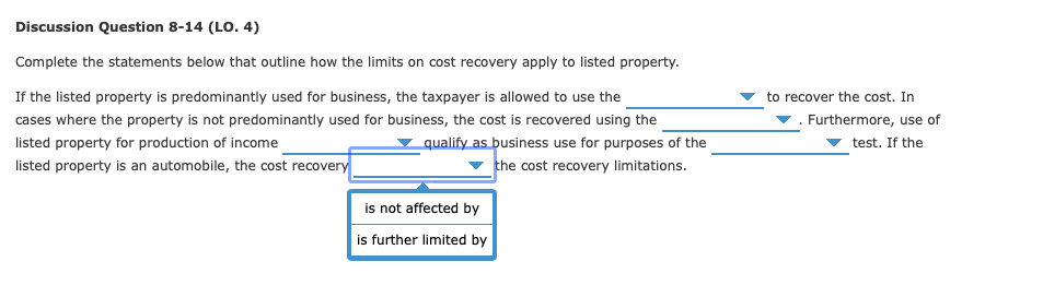 predominantly used for business, the cost is recovered in the Furthermore, use