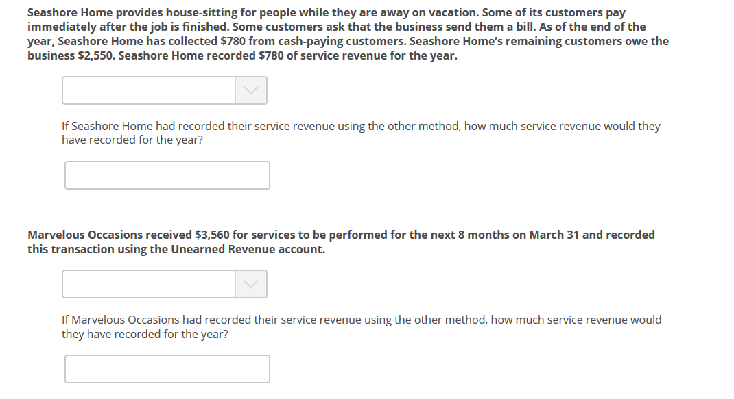 or Accrual basis, and then enter your answer to the question. The