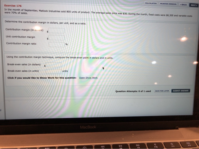  CALCULATOR PRINTER VERSION BACK NEXT Exercise 176 In the month of