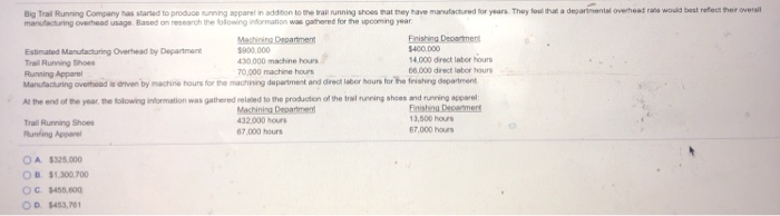 how do i solve Big Trail Running Company has started to produce