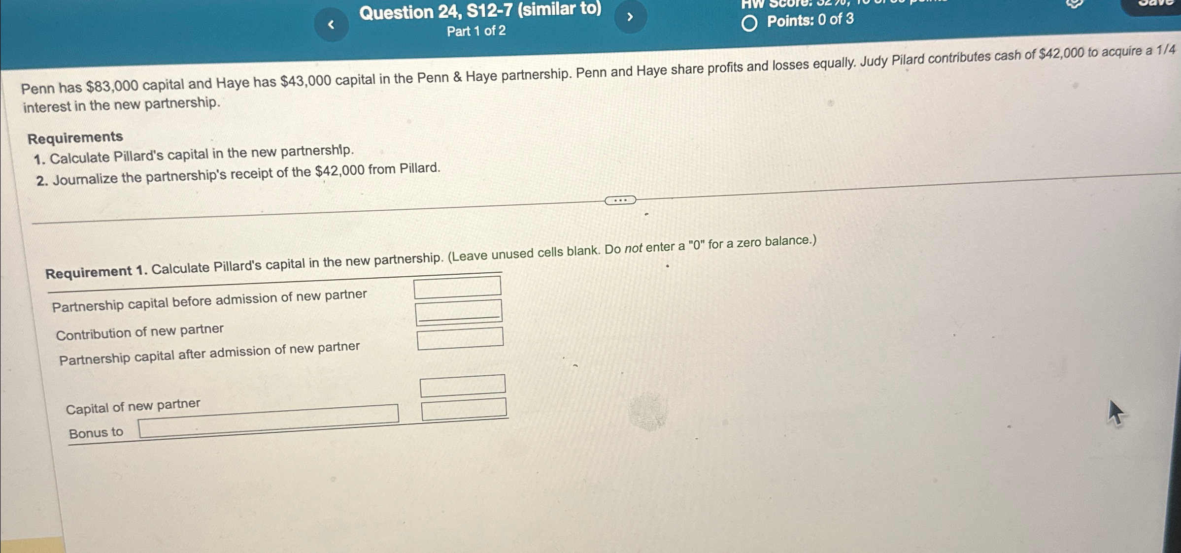  Question 24, S12-7(similar to) Part 1 of 2 Points: 0 of