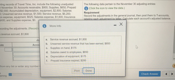 the November 30 adjusting entries: O (Click the icon to view the