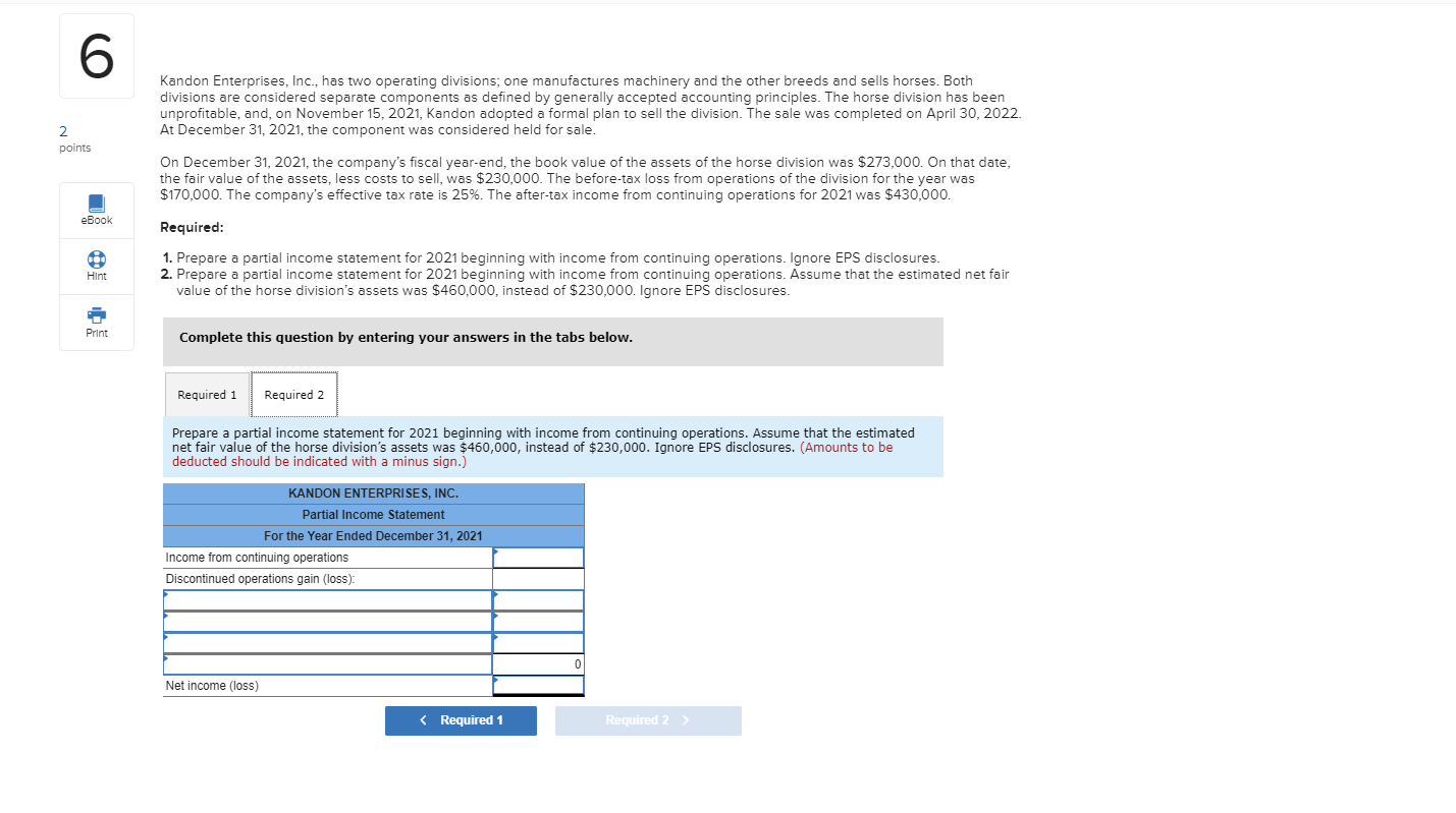 the other breeds and sells horses. Both divisions are considered separate components