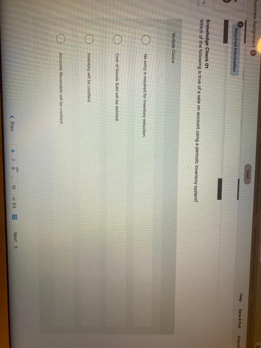  Overview Assignment Help Required information 5 Knowledge Check 01 Which of