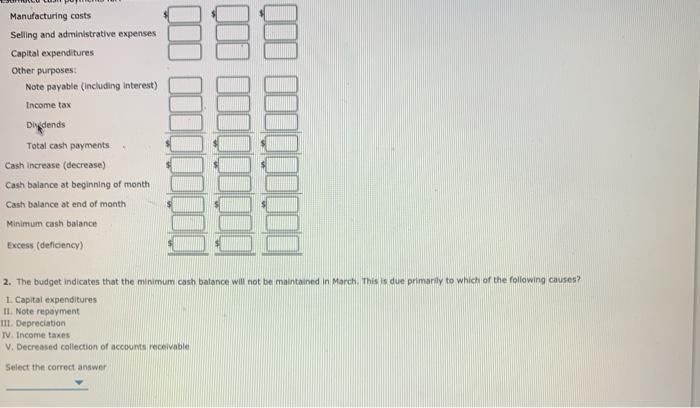 information: January February March Sales $122,000 $151,000 $205,000 Manufacturing costs $1,000 65,000