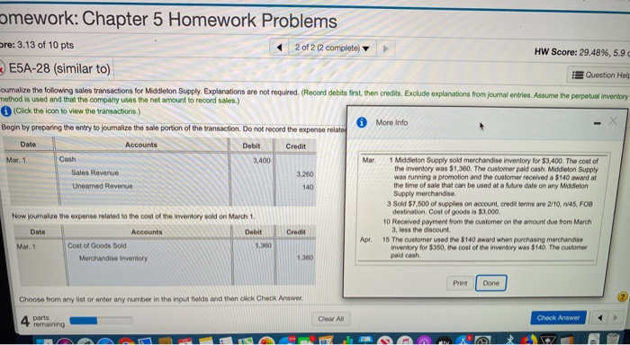  omework: Chapter 5 Homework Problems are: 3.13 of 10 pts 2