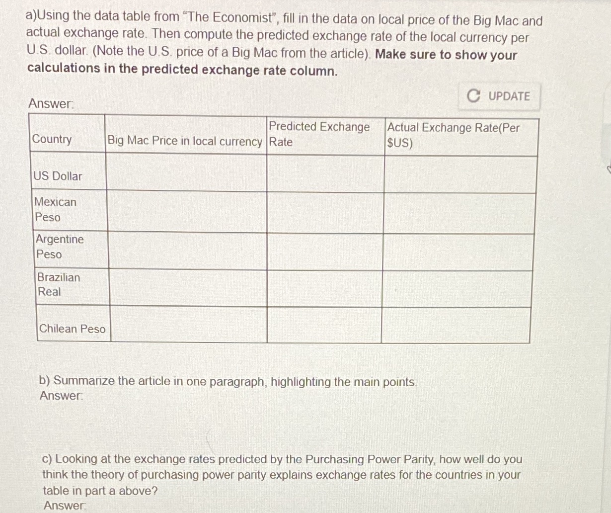 countries using the price of Big Macs. Go on the Website of