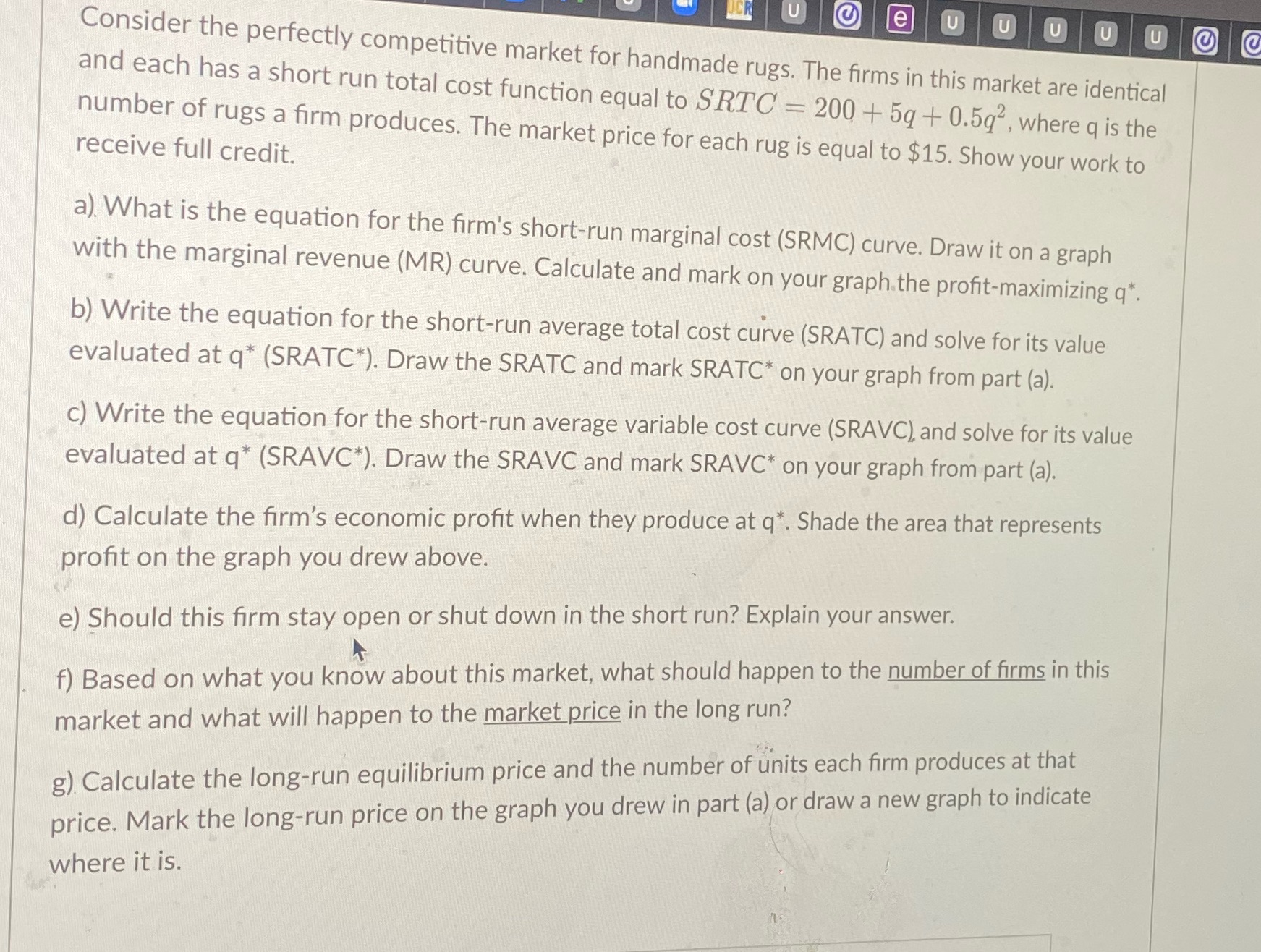  U e U U U U U Consider the perfectly competitive
