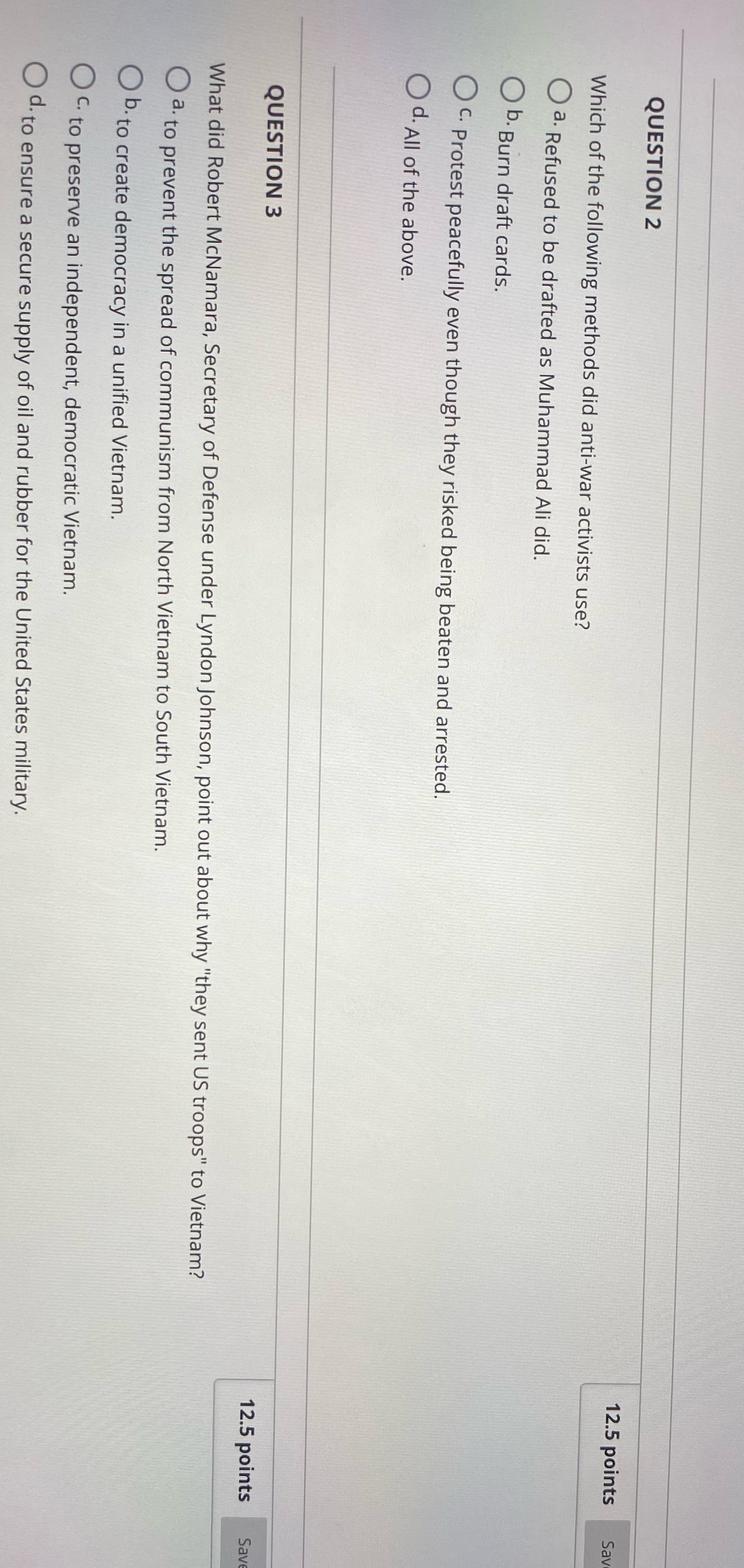 Need answer in 10 mins please asap no explination needed QUESTION 2