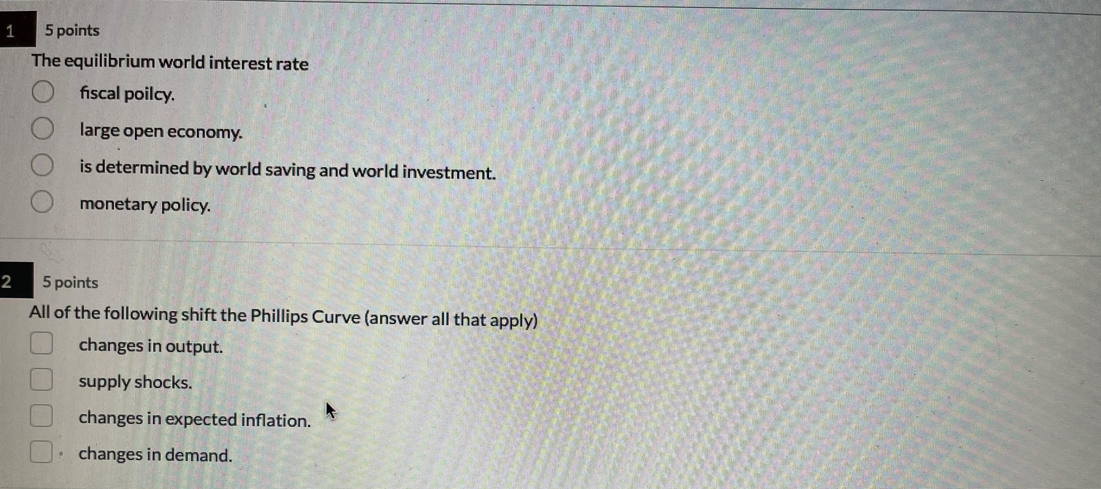 For each question there can be more than one answer 1 5