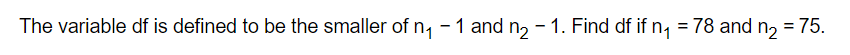  The variable df is defined to be the smaller of n,