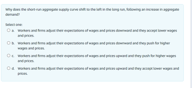 Why does the short-run aggregate supply curve shift to the left