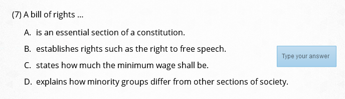 Need help in the following select the correct answer (7) A bill