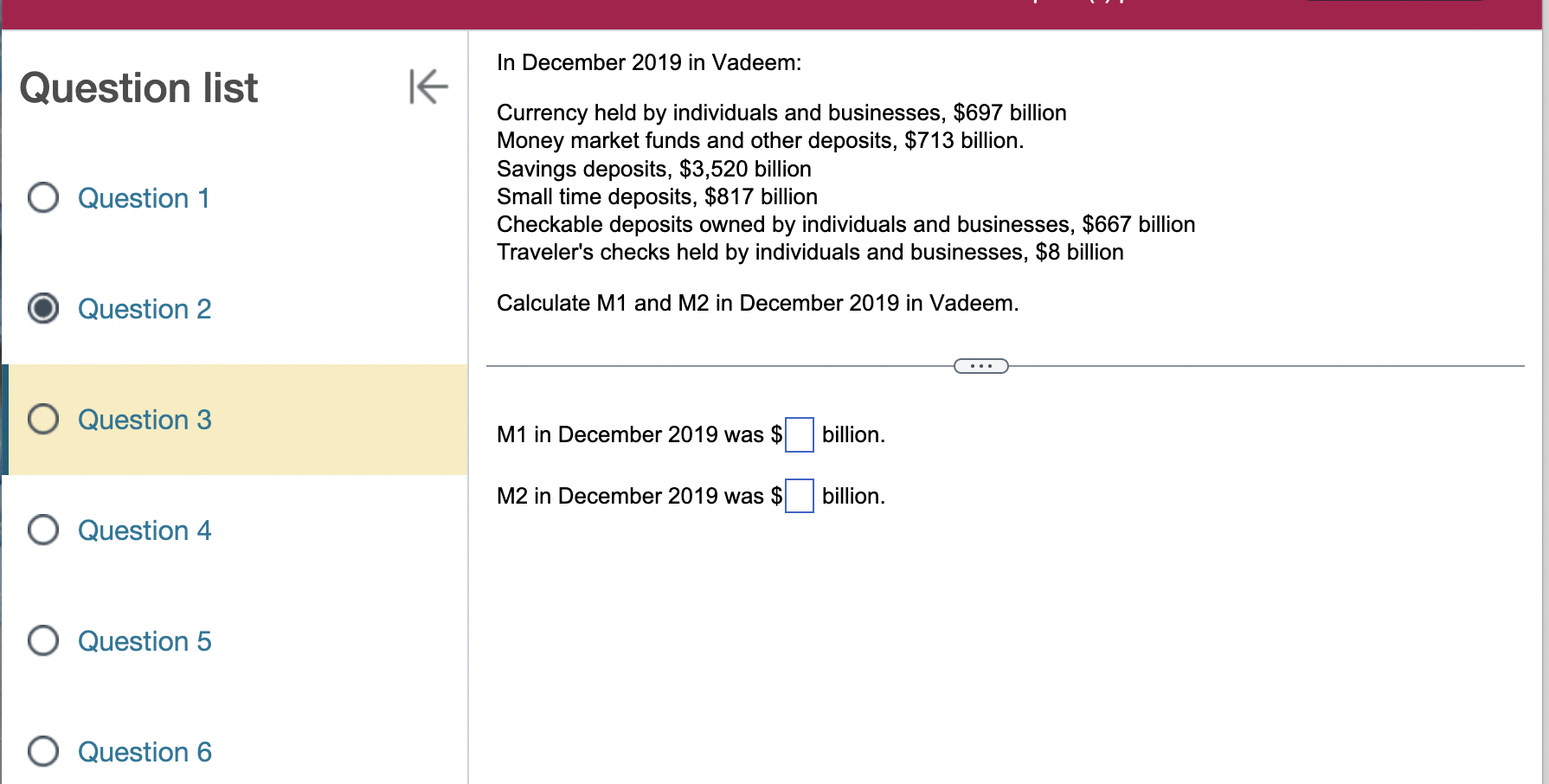 4 Question 5 Question 6 Question 7 Question 8 Question 9 In