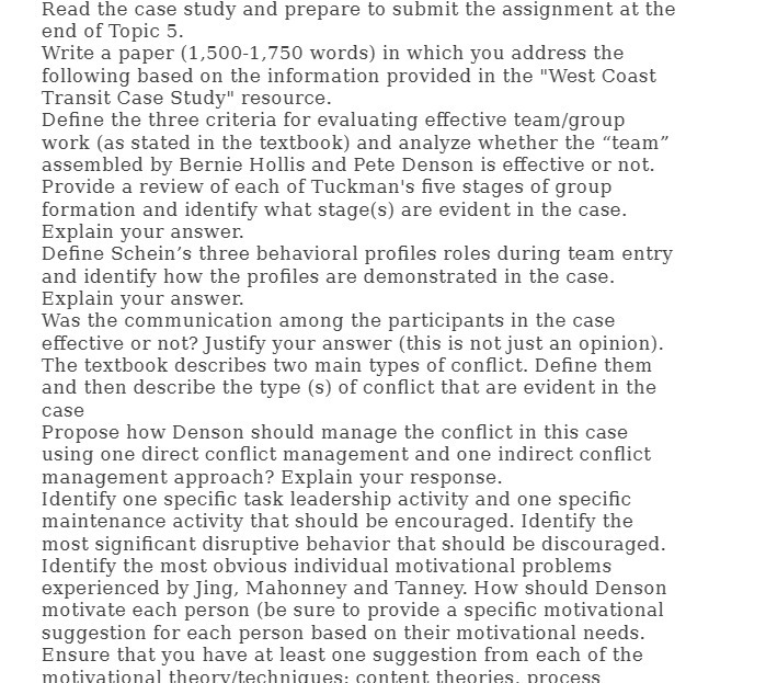  Read the case study and prepare to submit the assignment at