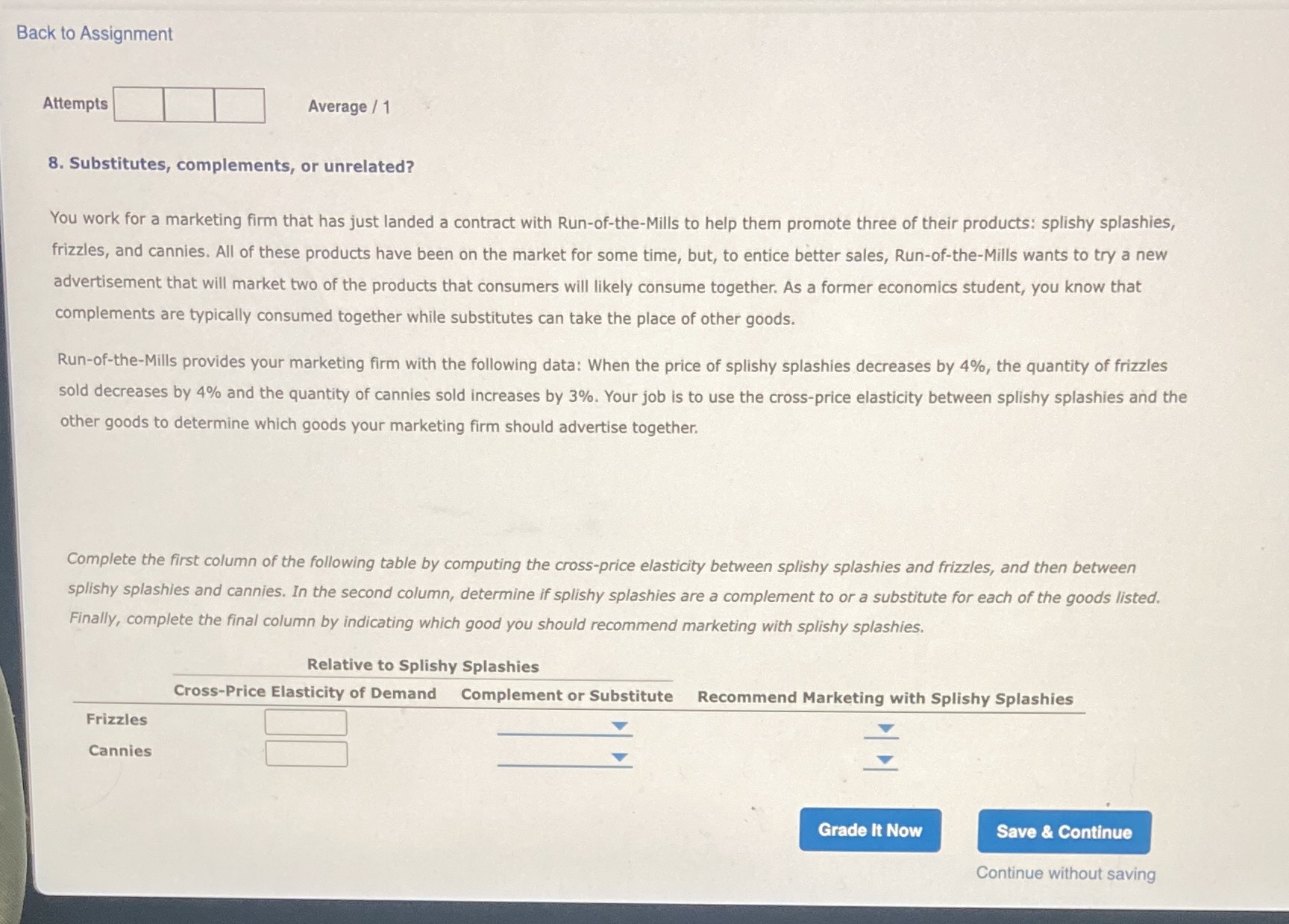For the Complement or Substitute (second column) select either Complement OR Substitute