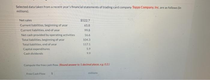  Selected data taken from a recent year's financial statements of trading