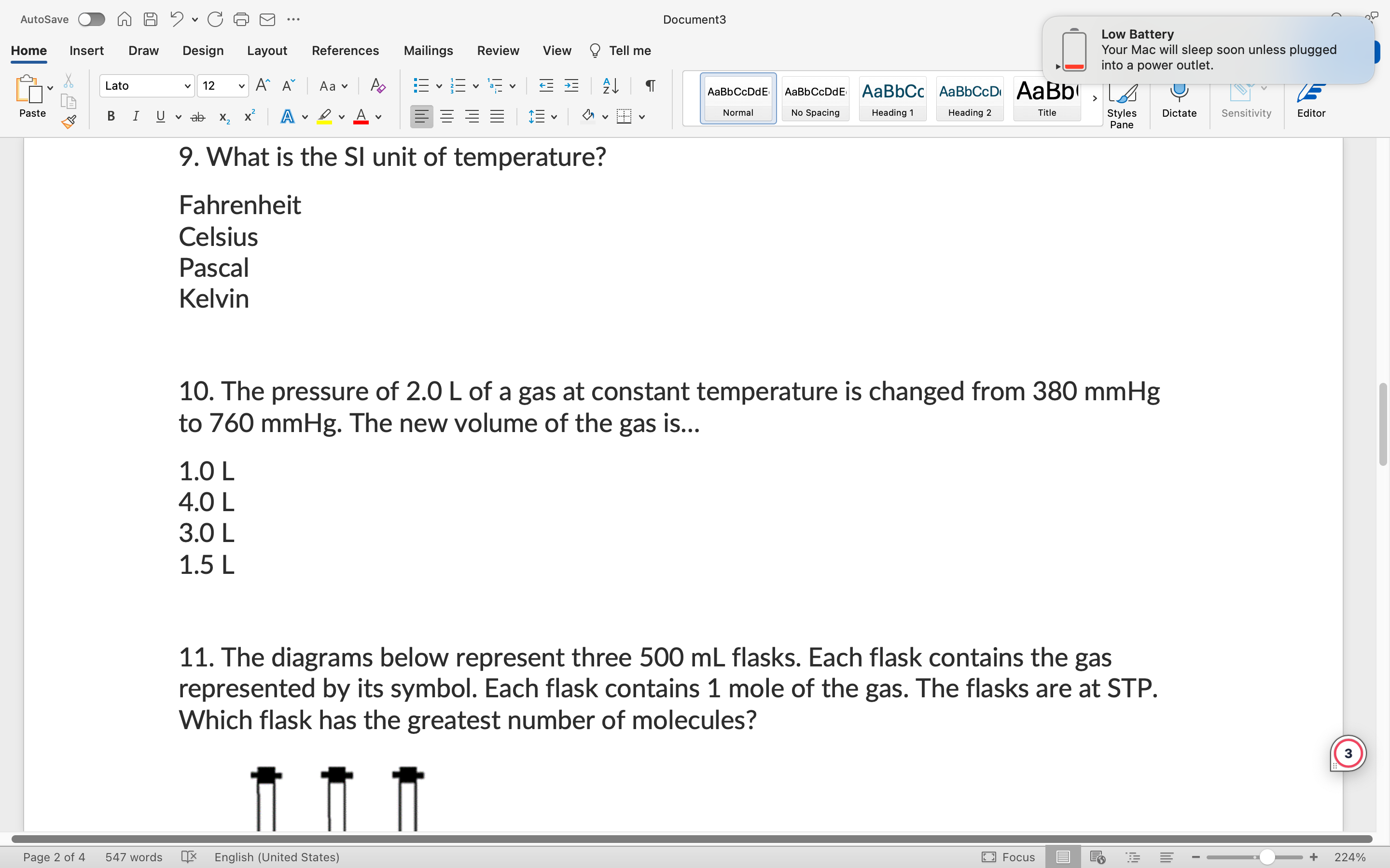  AutoSave O A A . C 60 ... Document3 Low Battery