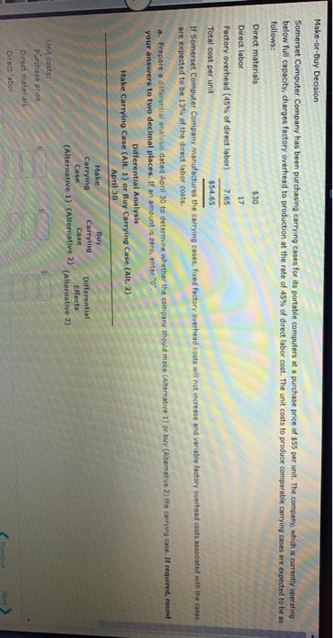 labor) 7.65 Total cost per unit 554.65 If Somerset Computer Company manufactures