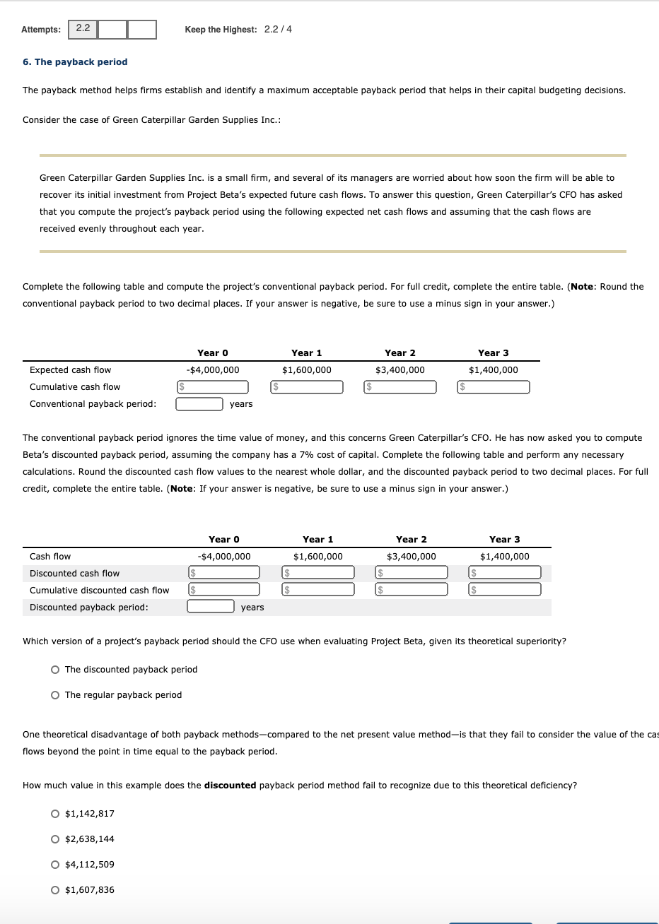  Attempts: 2.2 Keep the Highest: 2.2 / 4 6. The payback