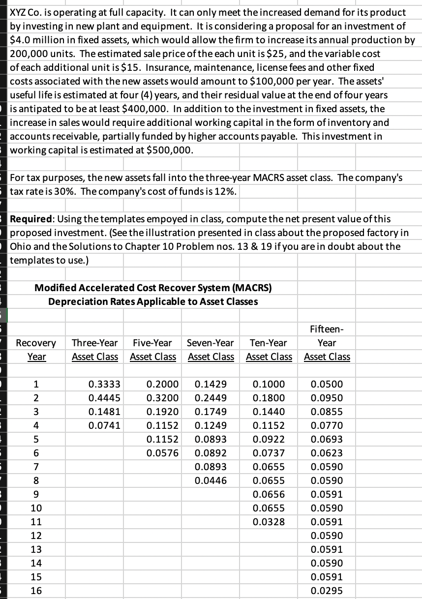  XYZ Co. is operating at full capacity. It can only meet