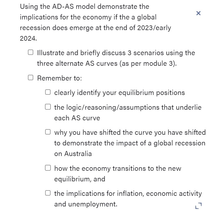  Using the AD-AS model demonstrate the implications for the economy if