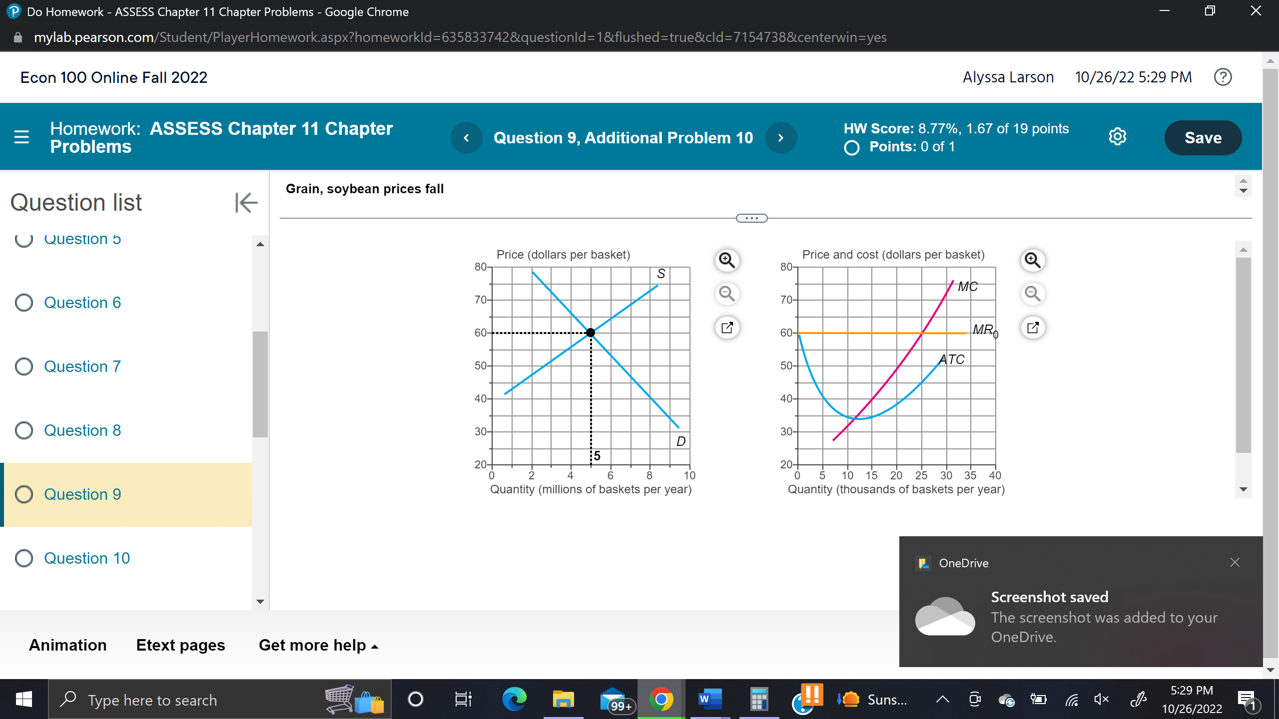 Chrome i mylabpearsonLom' 7 i 7 7 Econ 100 Online Fall 2022