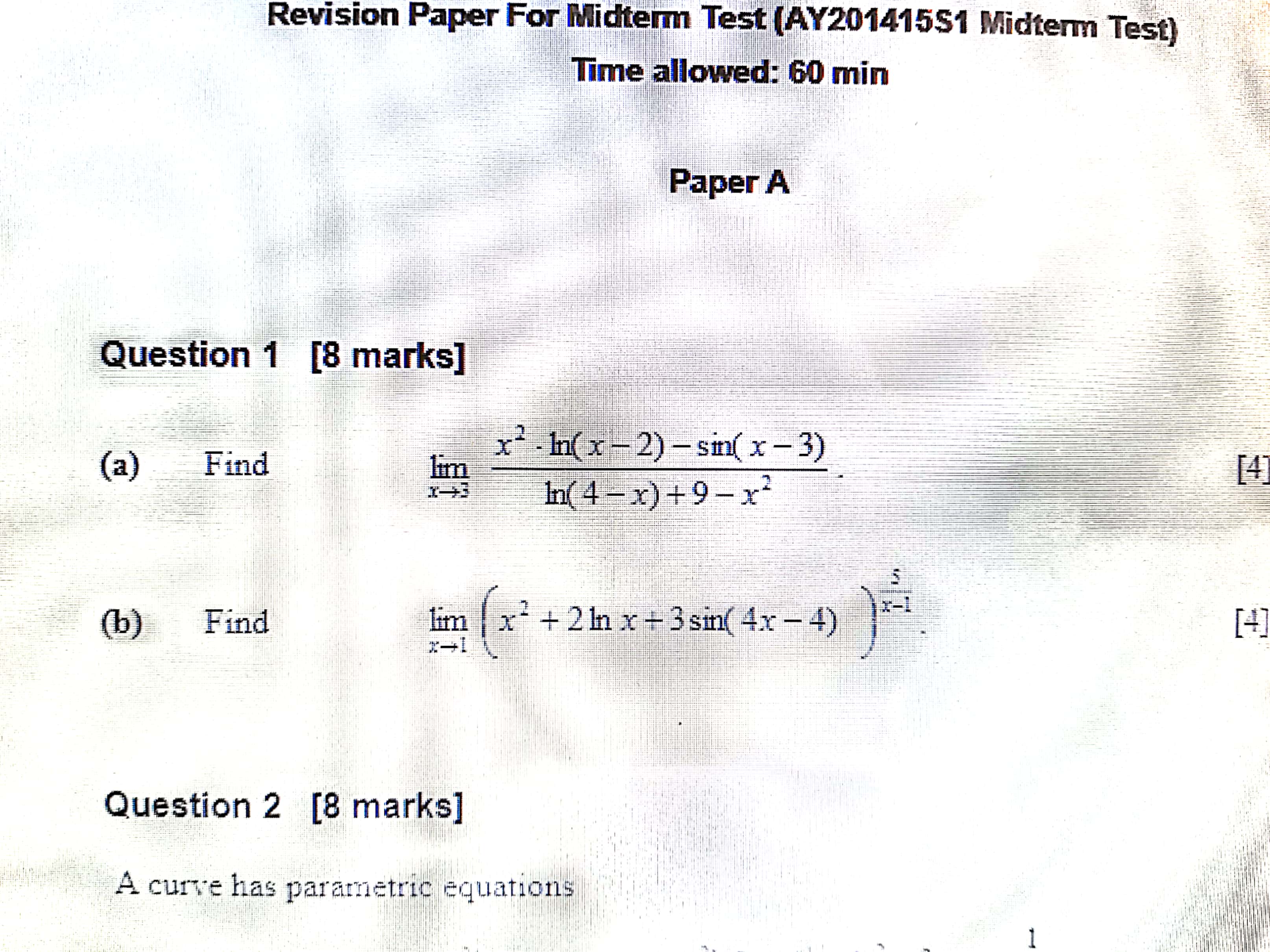 Hello! how to solve question b? tq Revision Paper For Midterm Test