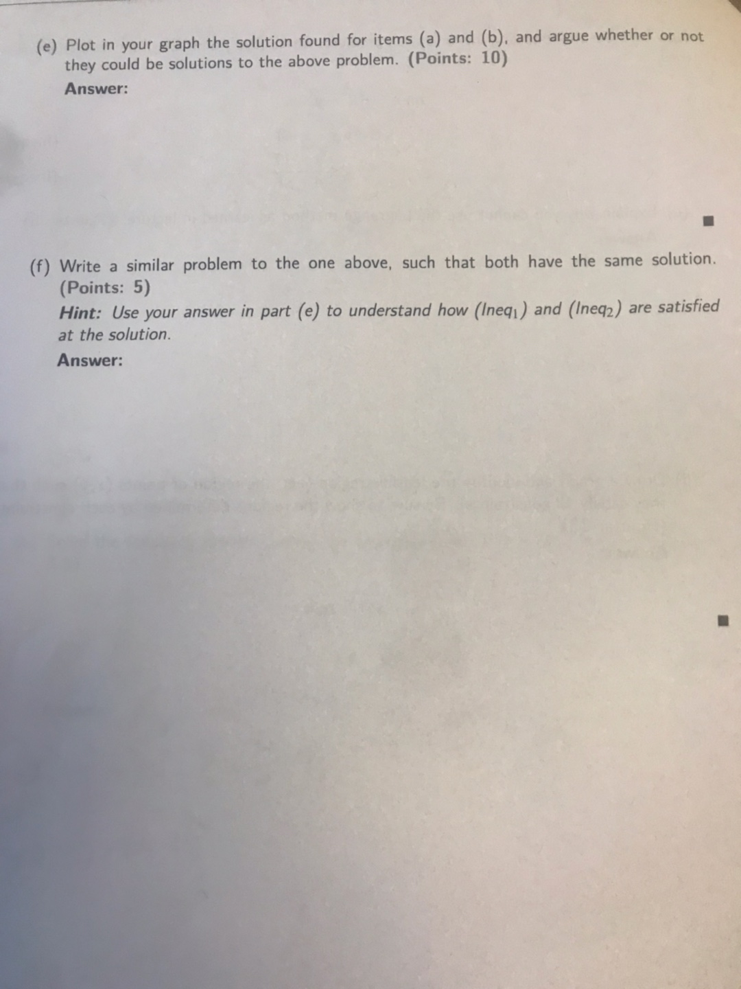 (e) Plot in your graph the solution found for items (a)