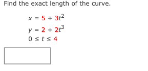 Please answer and show work thanks Find the exact length of the