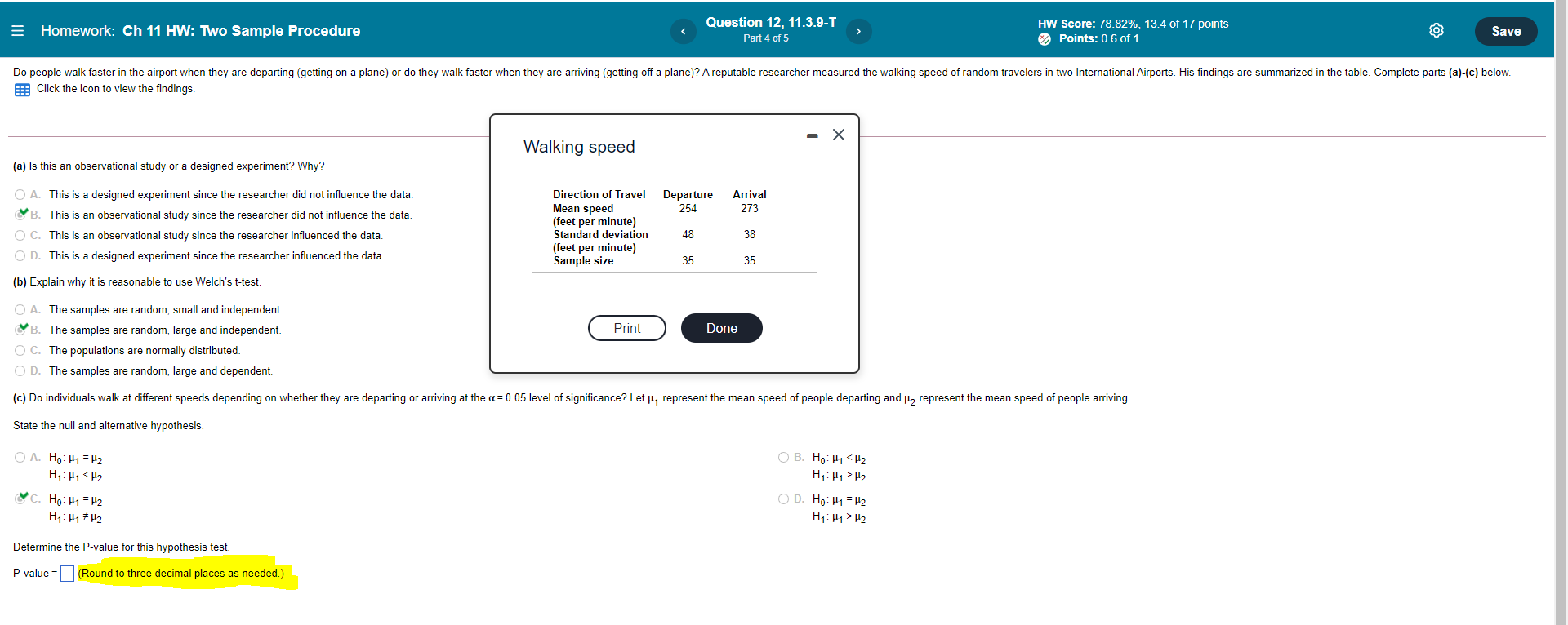 Homework: Ch 11 HW: IWo Sample Procedure Question 12, 11.3.9-T Part40f5 HW