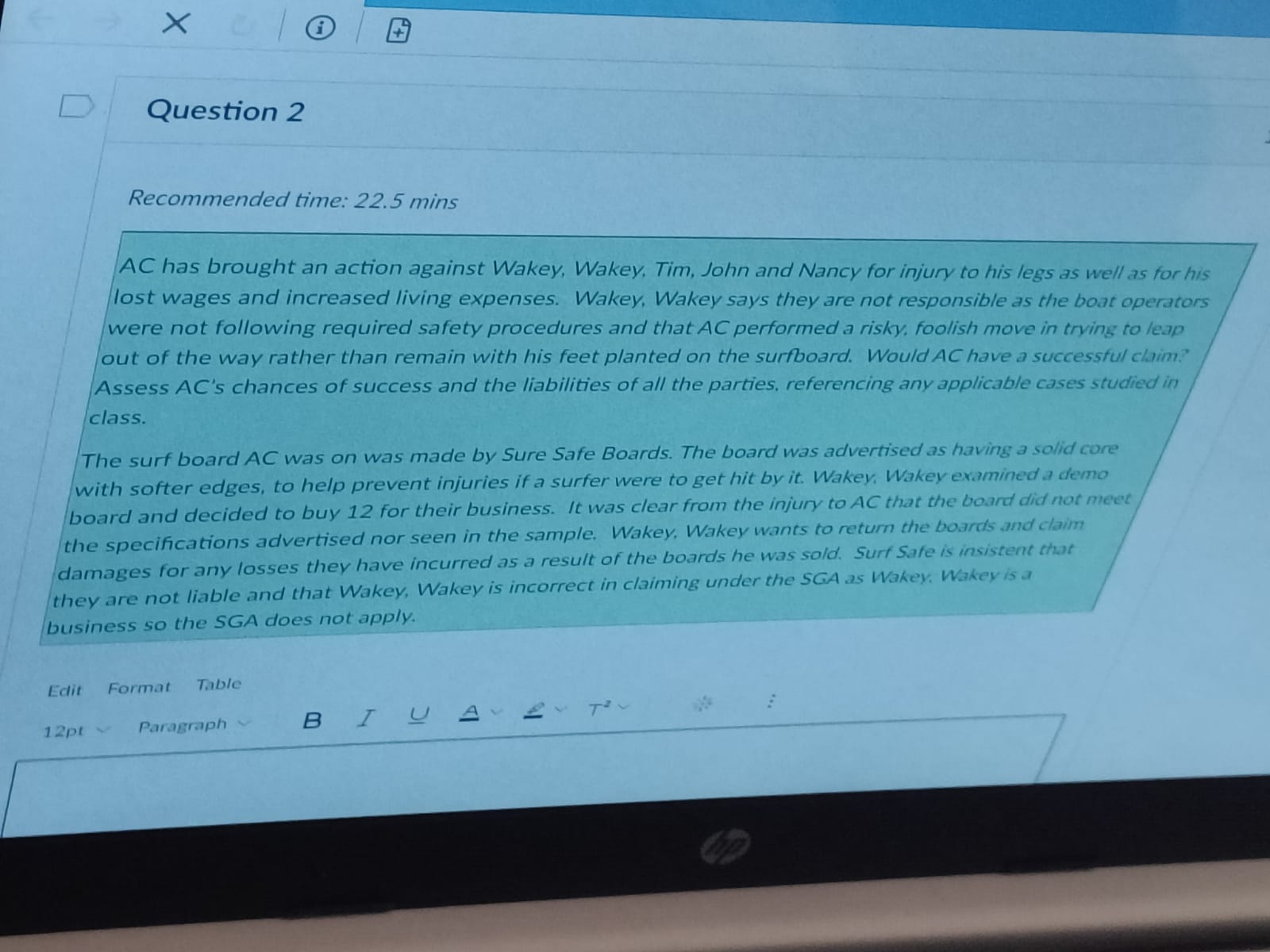  X C / D Question 2 Recommended time: 22.5 mins AC