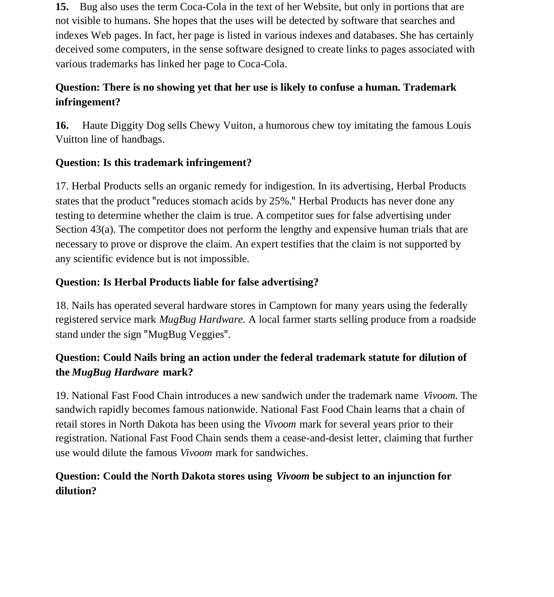  15. Bug also uses the term CocaCola in the text of