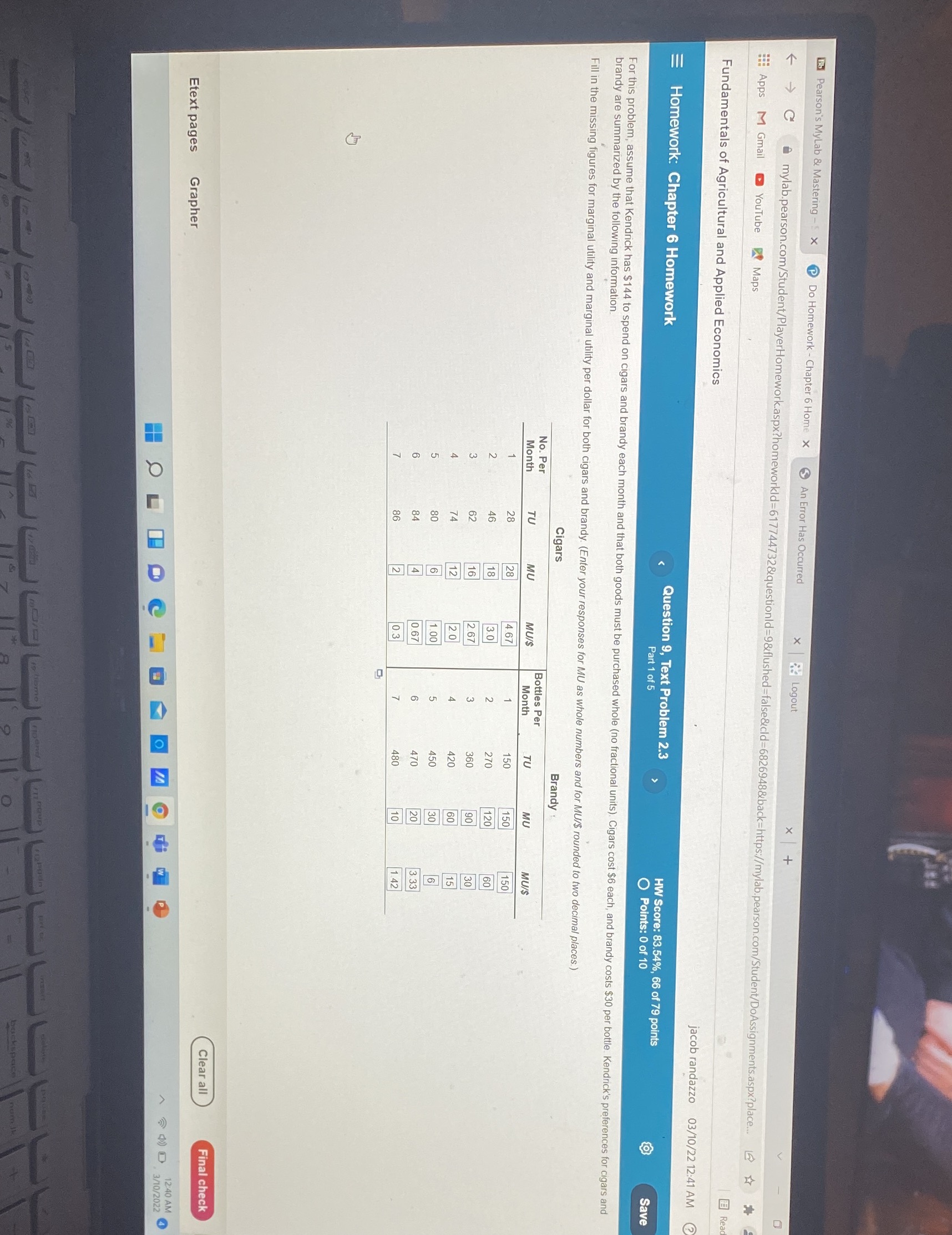 Pearson's MyLab & Mastering - x Do Homework - Chapter 6