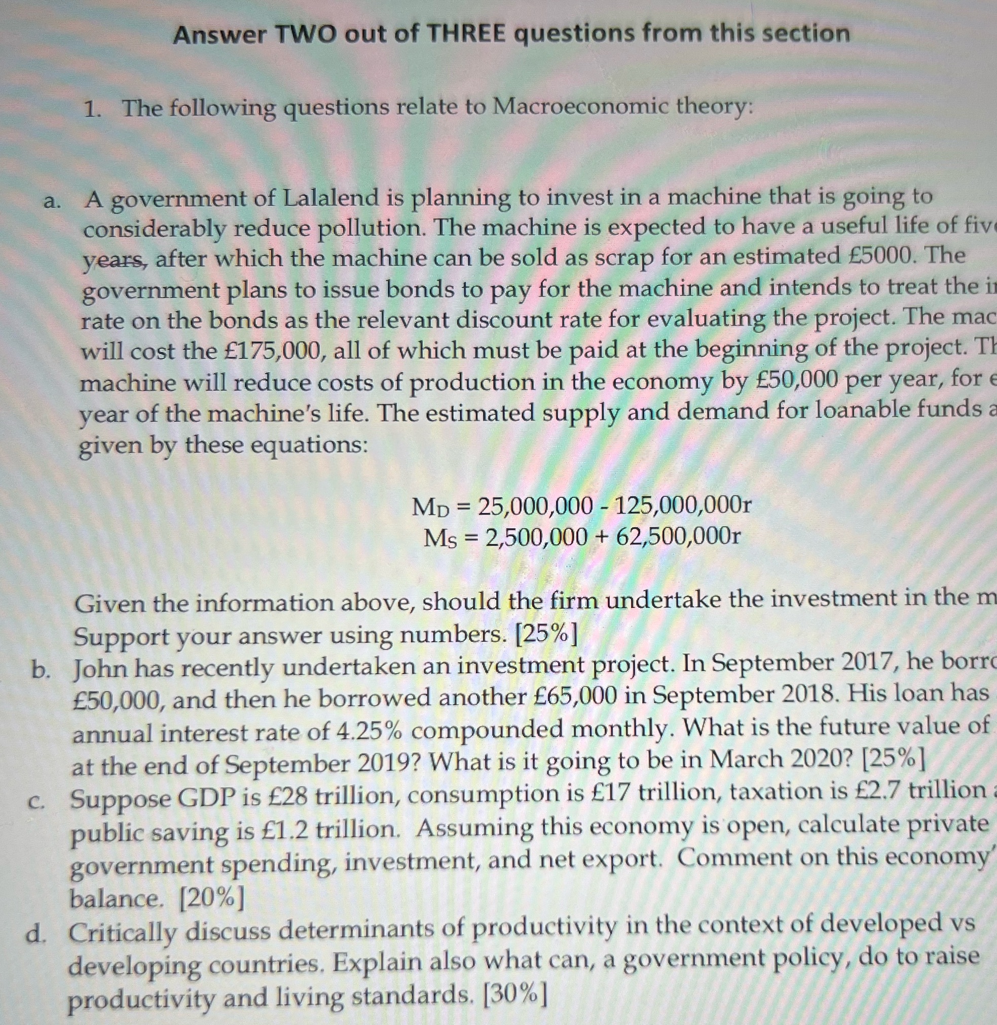  Answer TWO out of THREE questions from this section 1. The