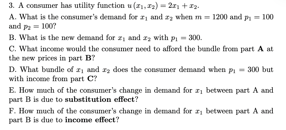  3. A consumer has utility function a (11:1, 11:2) : 21171