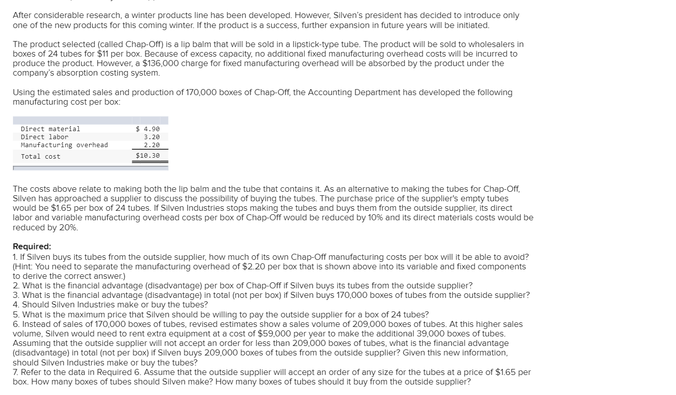 After considerable research, a winter products line has been developed. However,