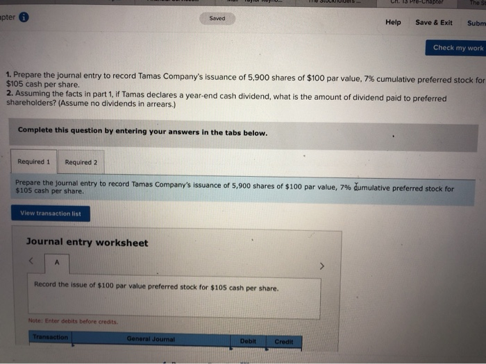  apter 6 Help Save & Exit Subm Check my work 1.