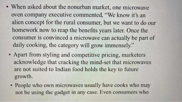 customs that might affect opinions about microwave ovens. . The effects of