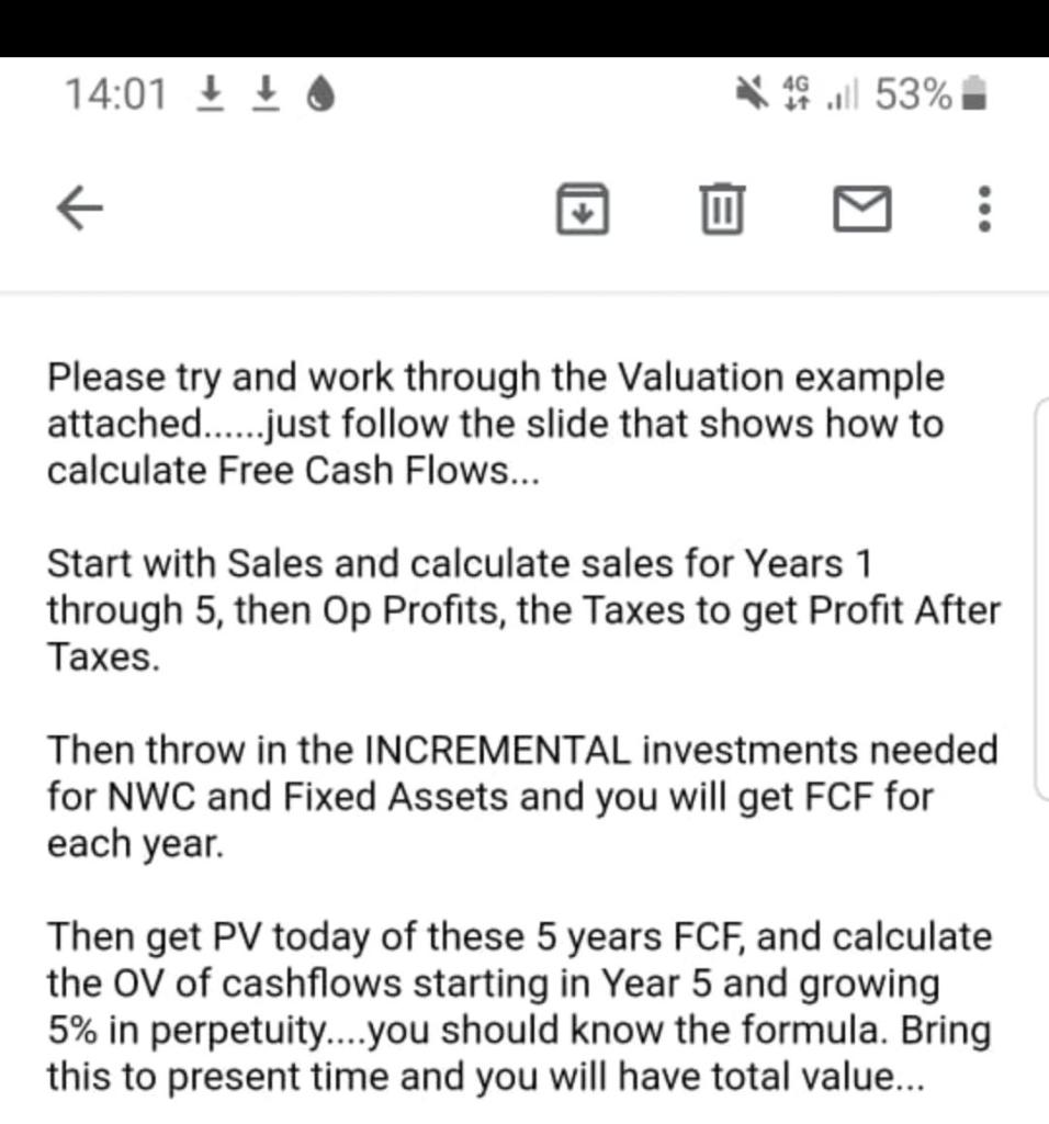Free cashflow Valuation example for Valuation Class The CoCo Corp. had sales