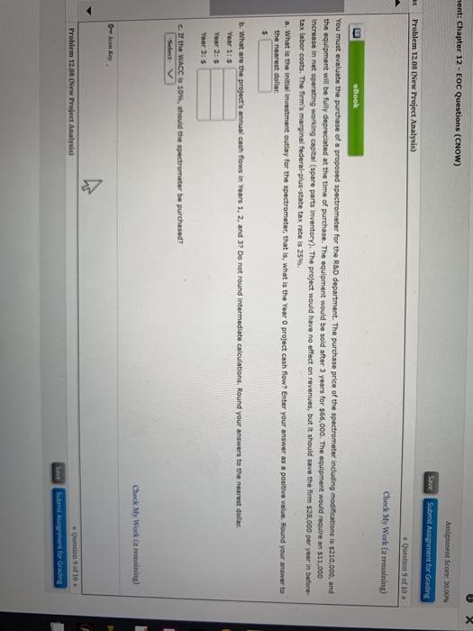  hent: Chapter 12 - EOC Questions (CNOW) Assignment Score 3000 Save