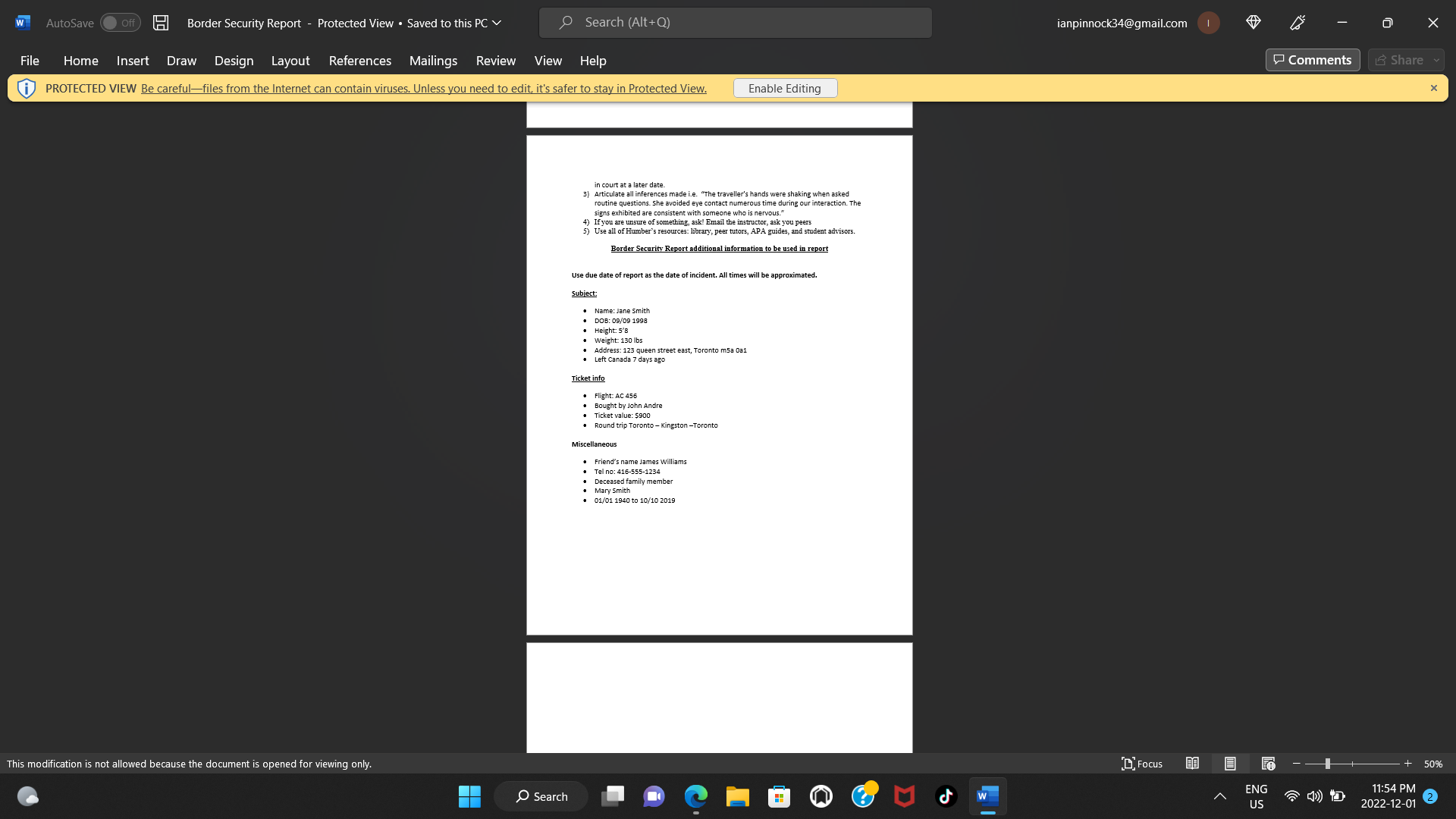 to this PC v Search (Alt+Q) ianpinnock34@gmail.com File Home Insert Draw Design