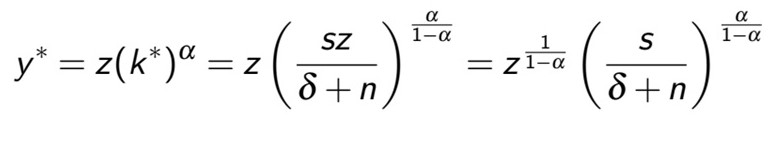 Consider the Solow model, with production function Y= K2/3*L1/3. There are two