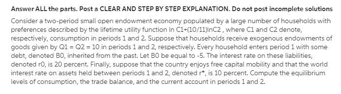 ; help here please Answer ALL the parts. Post a CLEAR ANIIlI
