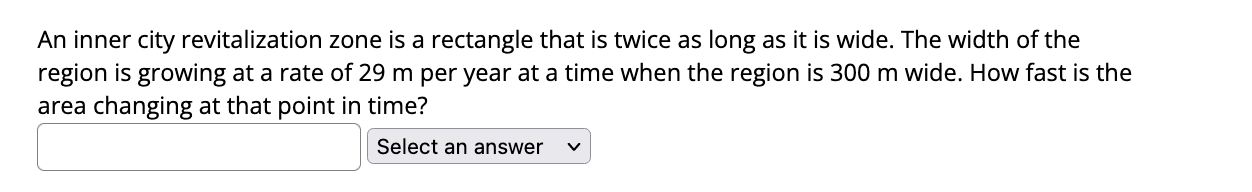  An inner city revitalization zone is a rectangle that is twice