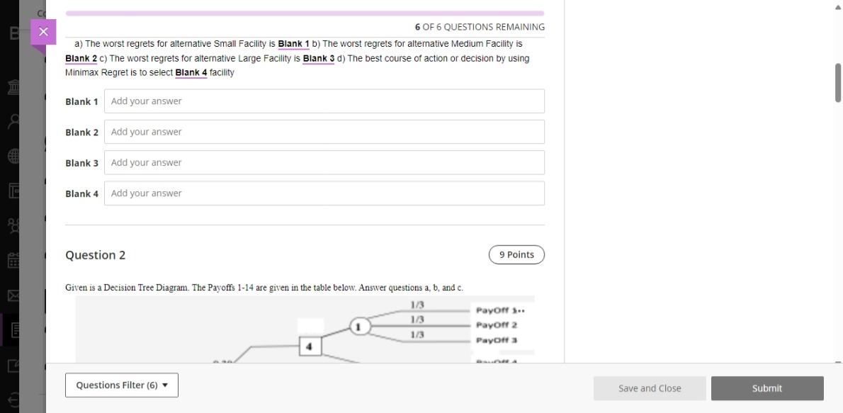 OF 6 QUESTIONS REMAINING . You can't make a new submission attempt