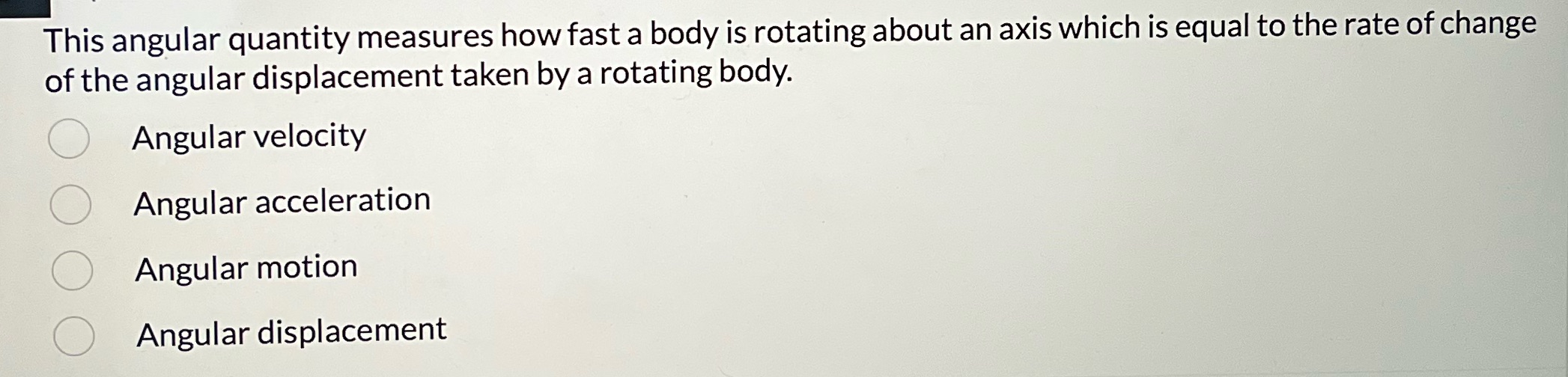 Rotation of Rigid Bodies - ' This angular quantity measures how fast