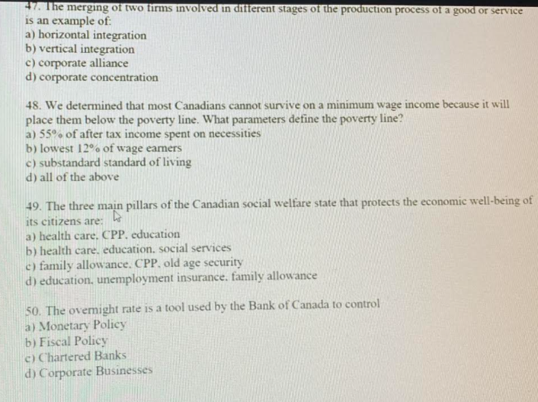 services d) the changes in the level of prices of goods and